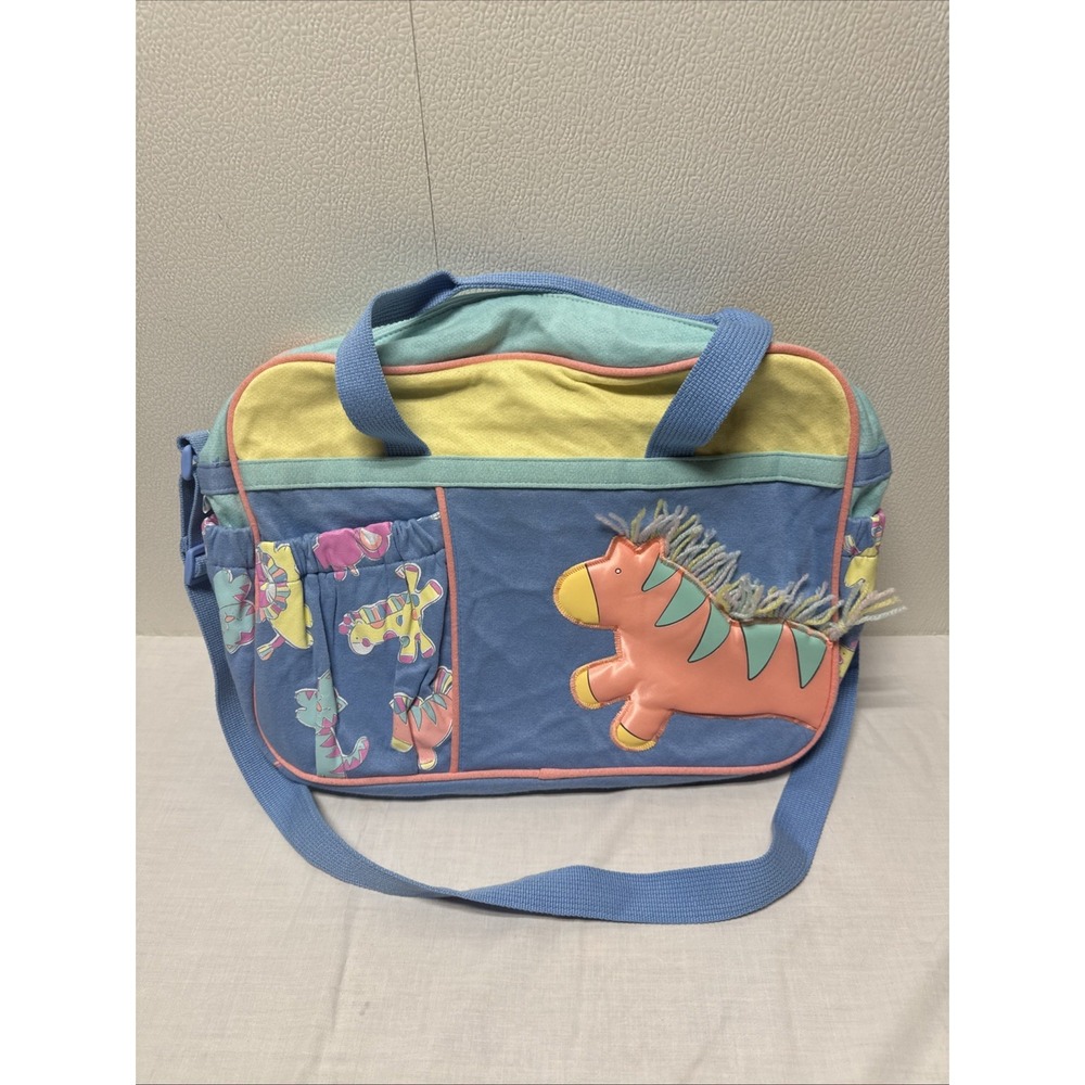 Vintage Baby Boom Diaper & Bottle Bag Pastel Blue with animals